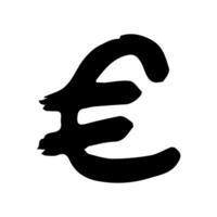 Hand drawn euro currency symbol. Brush stroke doodle. Single element for design vector