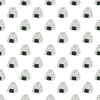 Seamless pattern with onigiri for decorative print, wrapping paper, menu, wallpaper and fabric vector