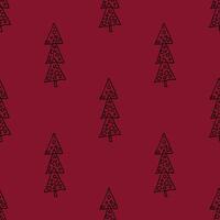 Seamless pattern with geometric minimal scandinavian Christmas tree doodle for decorative print, wrapping paper, greeting cards and fabric vector
