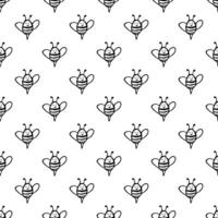 Seamless pattern with happy bees doodle for decorative print, wrapping paper, greeting cards, wallpaper and fabric vector