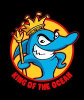 King of the ocean Retro Cartoon Illustration Design vector