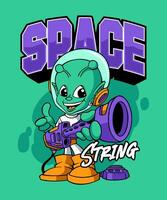 Space String Retro Cartoon Illustration Design vector