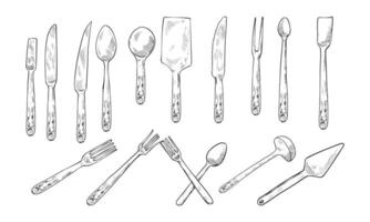 cutlery handdrawn collection vector