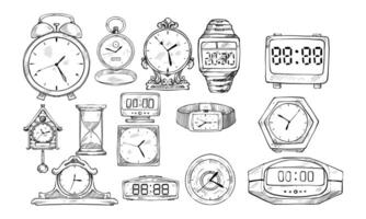 clock type handdrawn collection vector