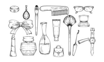 ladies accessories handdrawn collection vector
