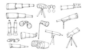 types of binoculars handdrawn collection vector