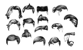 men hairstyle handdrawn collection vector