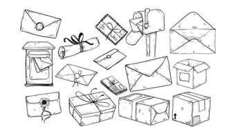 mailbox set handdrawn collection vector