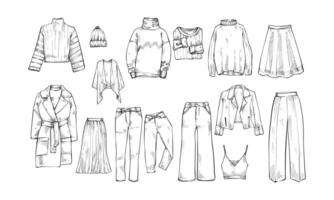 modern clothes handdrawn collection vector