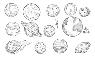 solar system handdrawn collection vector
