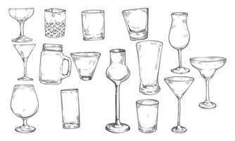 glass shape handdrawn collection vector