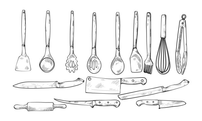 kitchen equipment handdrawn collection