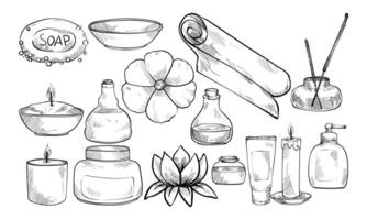 spa icons handdrawn collection vector