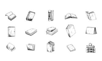 various book positions handdrawn collection vector