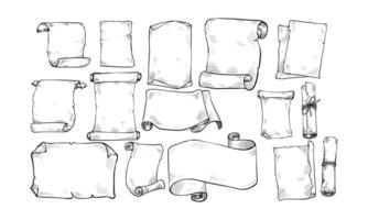 old scrolls handdrawn collection vector