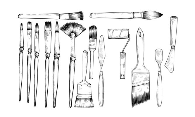 painting tools handdrawn collection