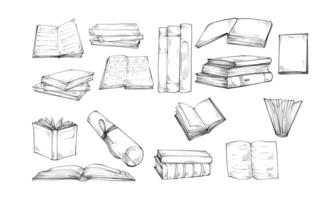 open book handdrawn collection vector