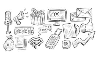 Blogger and influencer handdrawn collection vector