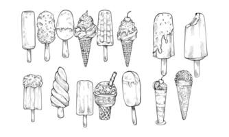ice cream handdrawn collection vector