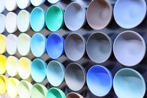 A vibrant and colorful collection of rolled paint samples beautifully showcased in a display photo