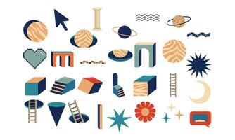 geometric shape sticker collection vector