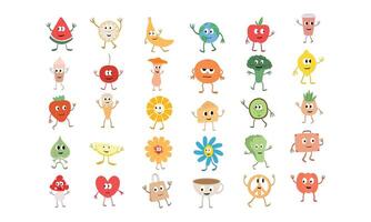 fruit cartoon characters collection vector