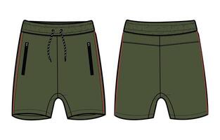 The shorts are made from a green color and have black stripes vector