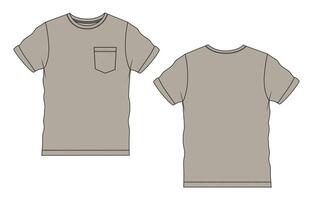A t - shirt with a pocket and a front view vector