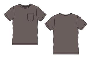 A gray t - shirt with a pocket on the front vector