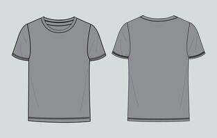 Two gray t - shirts, one front and one back vector