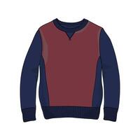 A sweater with a blue and red color block vector