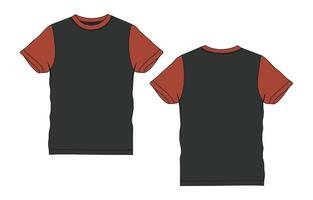 A black and red t - shirt with a red stripe vector