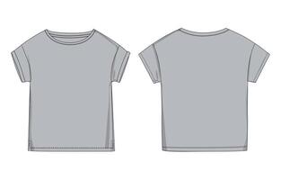 A gray t - shirt with a front and back view vector