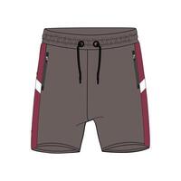 Sweat shorts pant with red stripes on side isolate don white back vector