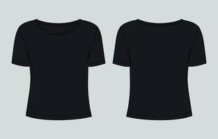 Black t - shirt template, front and back view vector