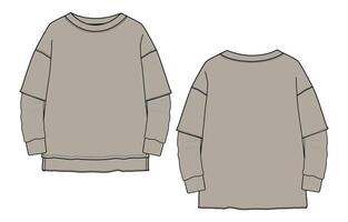The long sleeve sweatshirt is shown in two different colors vector