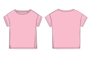 Pink t - shirt template, front and back view vector