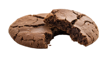 Two Chocolate Cookies Broken Apart Showing Texture, on transparent background png