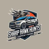 Sharp Hawk Hunts Car Logo vector