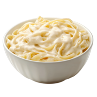 Creamy Alfredo Pasta in a White Bowl, on transparent background png
