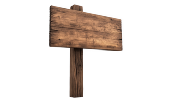 Old Wooden Signpost Blank Rustic Weathered, on transparent background png
