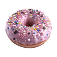 Pink Donut Topped With Colorful Sprinkles, on transparent background png