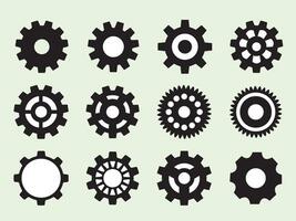 Gear icon set. Gear Settings symbol, cogwheel. Functions symbol. Settings icon silhouette. vector