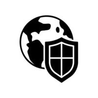 Earth protection icon with a shield in front of it vector