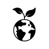 Earth icon with sprouts as a sign of reforestation vector