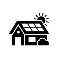 Icon of an ecologically friendly house with a solar panel roof as an energy source vector