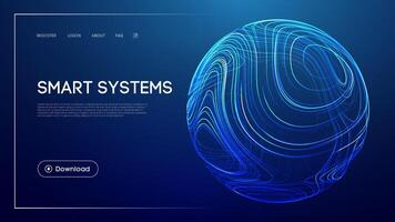 Glowing sphere with abstract blue lines symbolizing smart systems technology vector