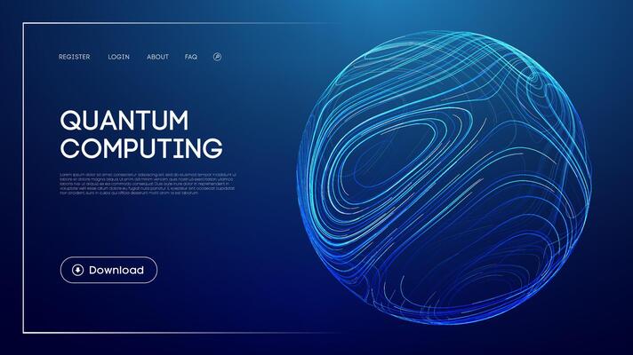 Digital blue sphere with flowing curved lines illustrating quantum computing