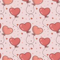 Seamless pattern of balloons in the shape of hearts. Happy Valentine is day fabric texture, happy birthday floral wallpaper background. Romantic background for Valentine is day. illustration vector