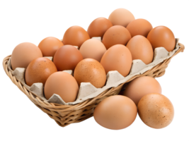 Basket of brown eggs ready for cooking and baking png